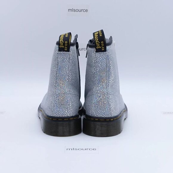 NEW Dr. Martens 1460 Metallic Lace Up Combat Boots Silver Suede - Picture 5 of 9